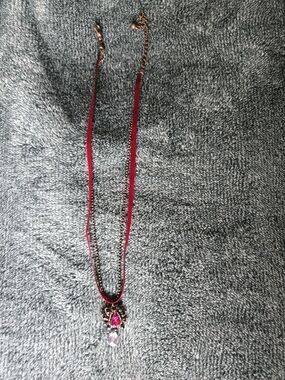 Women’s Pink Crystal Pendant Necklace - Unbranded